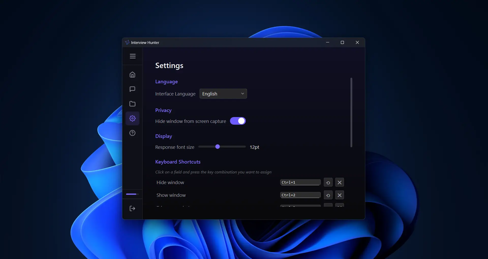 Customizable Settings